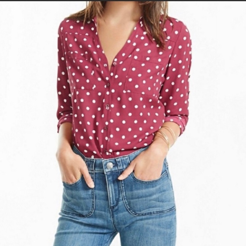 Express portofino button down- burgundy/maroon M